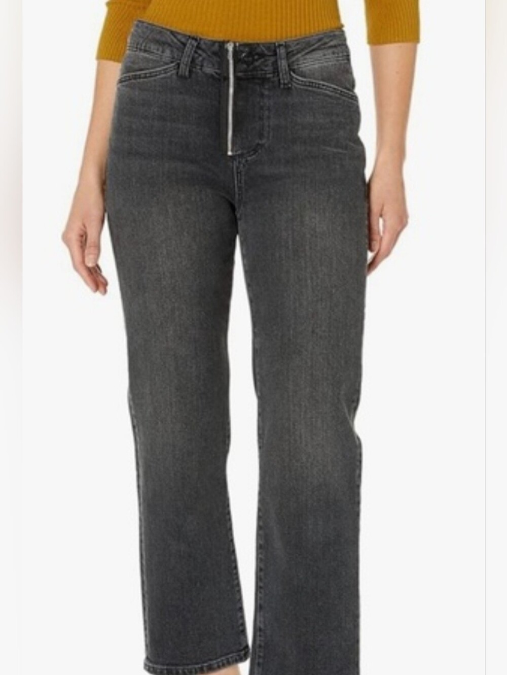 PAIGE Black Distressed Exposed Front Zipper